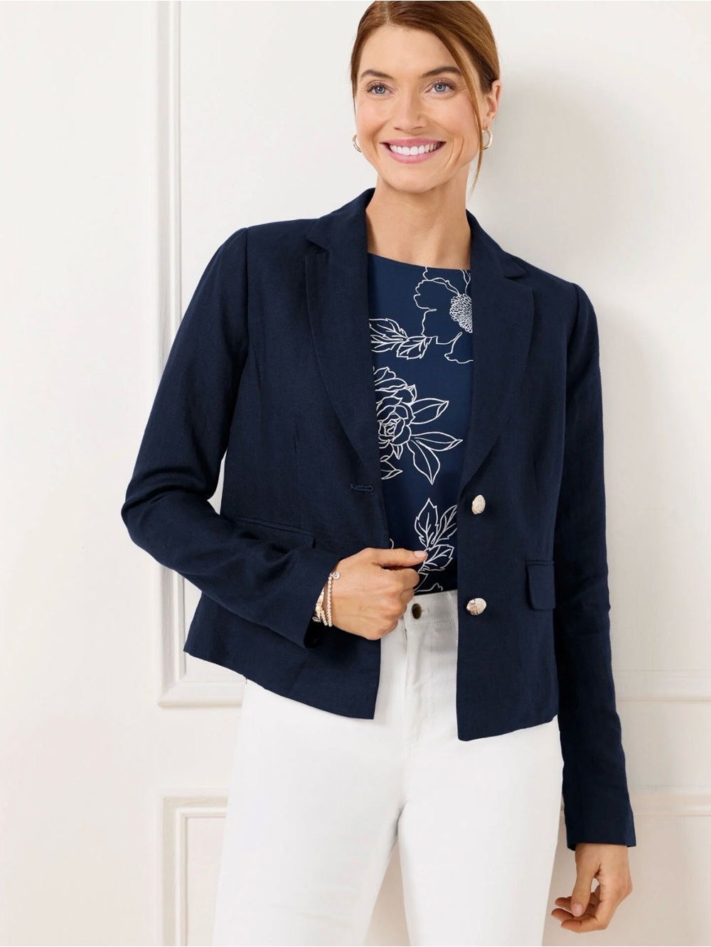 Talbots Navy Blazer Jacket with Gold Buttons